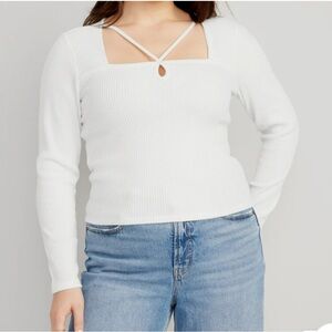White velvet long sleeve top
